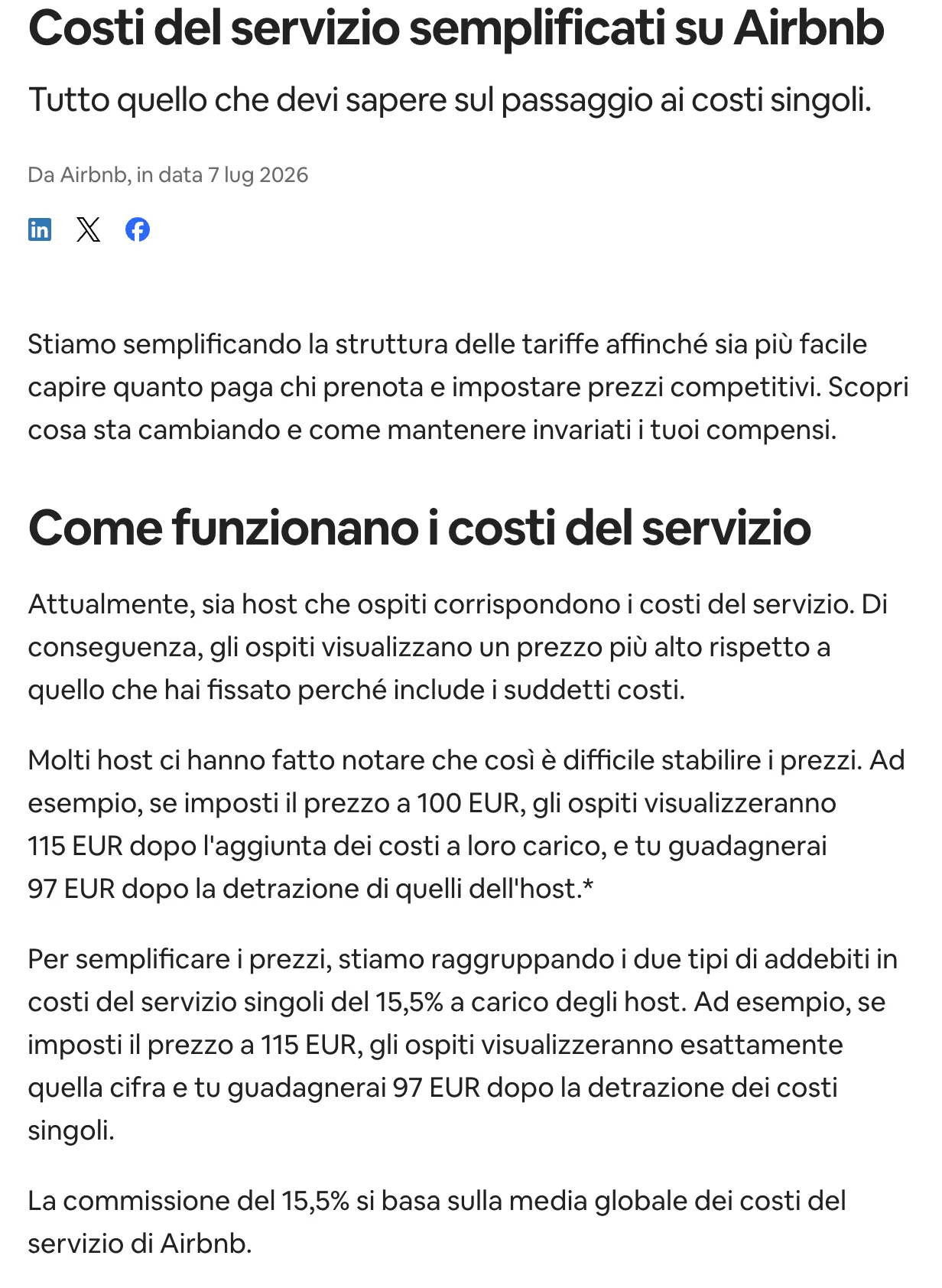 Nuova struttura commissioni Airbnb dal 13 ottobre 2025