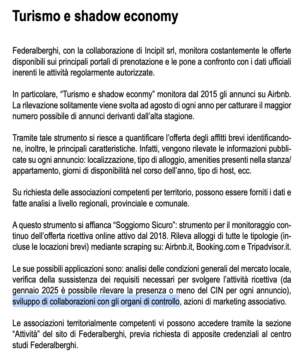 Federalberghi monitoraggio scraping OTA
