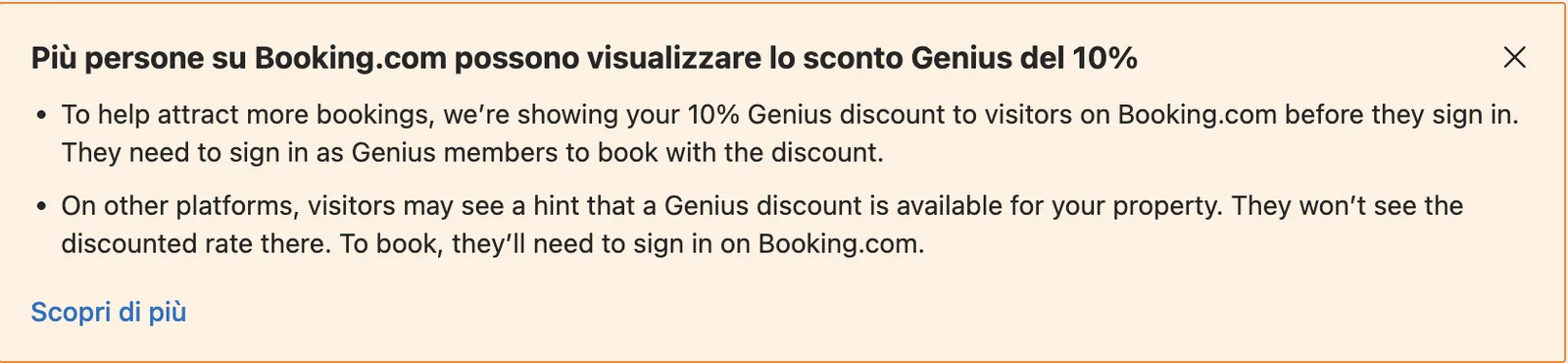 Sconto Genius Booking visibile a tutti