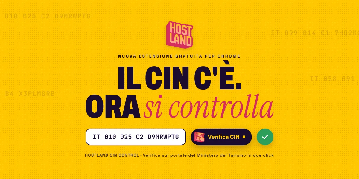 HostLand CIN Control: estensione Chrome gratuita per verificare il CIN su Airbnb e Booking