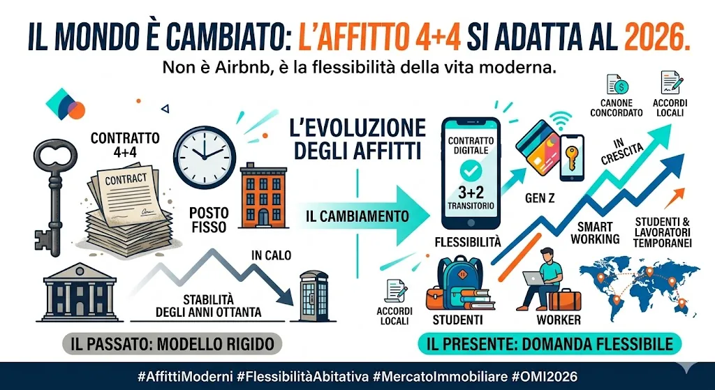 Analisi mercato affitti 2025: calo contratti 4+4 e crescita transitori