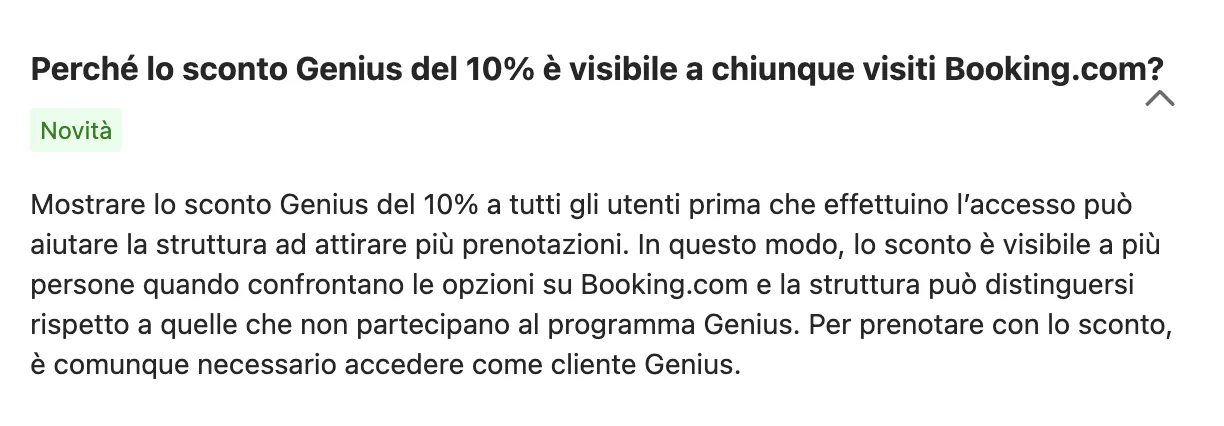 Vantaggi programma Genius Booking